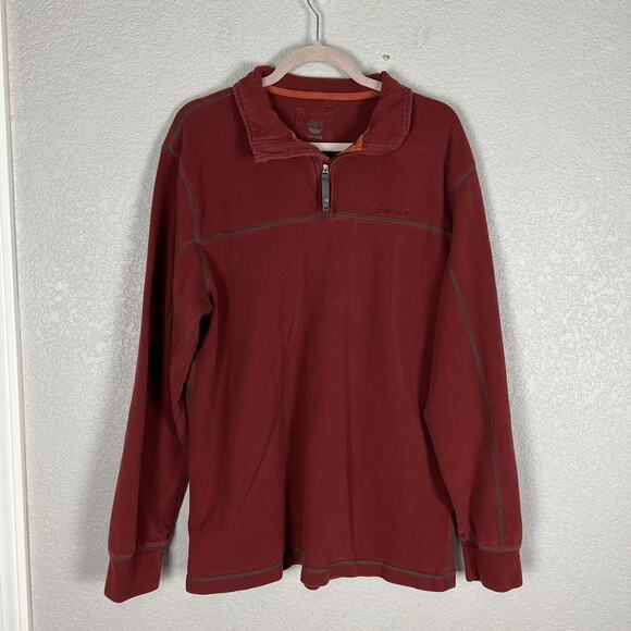 Timberland 1/4 Zip Mens XL Maroon Long Sleeve Pullover Sweatshirt - Picture 2 of 5